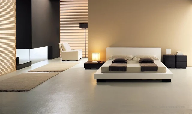 DECORACION MINIMALISTA EN DORMITORIO CREMA CON TONOS TIERRA