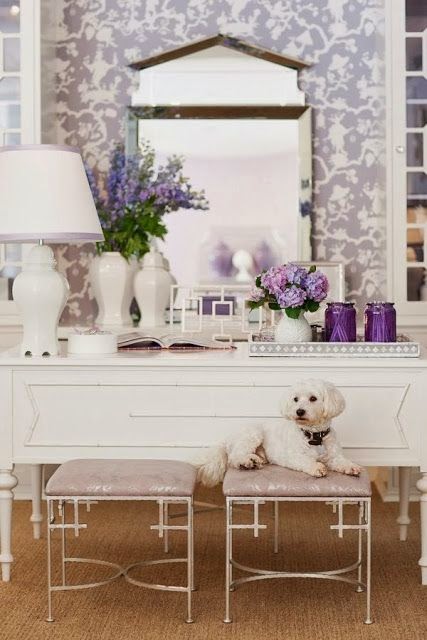 feminine purple and white room