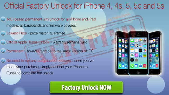 Factory Unlock IOS 7.0.5 using Official iPhone Unlock service