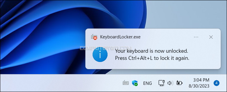 تفعيل أداة Keyboard Locker