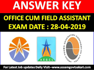 APDCL Office Cum Field Assistant Answer Key 2019,Download APDCL Solved Question Paper