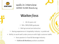 lowongan kerja waiters genki sushi bandung