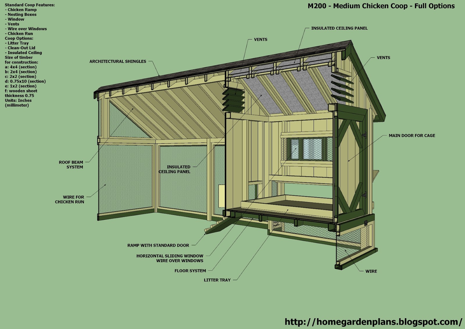 garden plans: M200 - Chicken Coop Plans Construction - Chicken Coop 