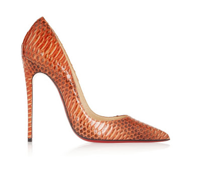 Christian Louboutin So Kate Pumps in orange water snake