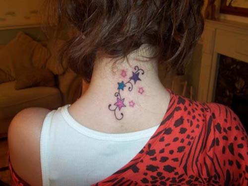 BeautifulStarsNeckTattooDesignforWomen neck tattoos for women