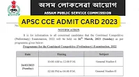 APSC CCE Admit Card, APSC