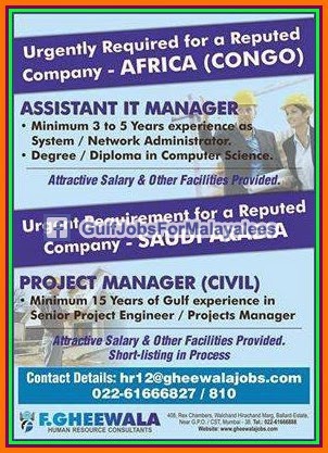 Large job vacancies for Africa, KSA & Kuwait