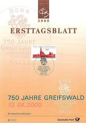 timbre "Les 750 ans de Greifswald" - Allemagne 2000