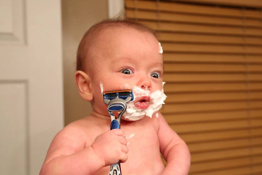 Dad Makes His Baby Do Things A Grown-Up Would Do, And The Photos Are Hilarious