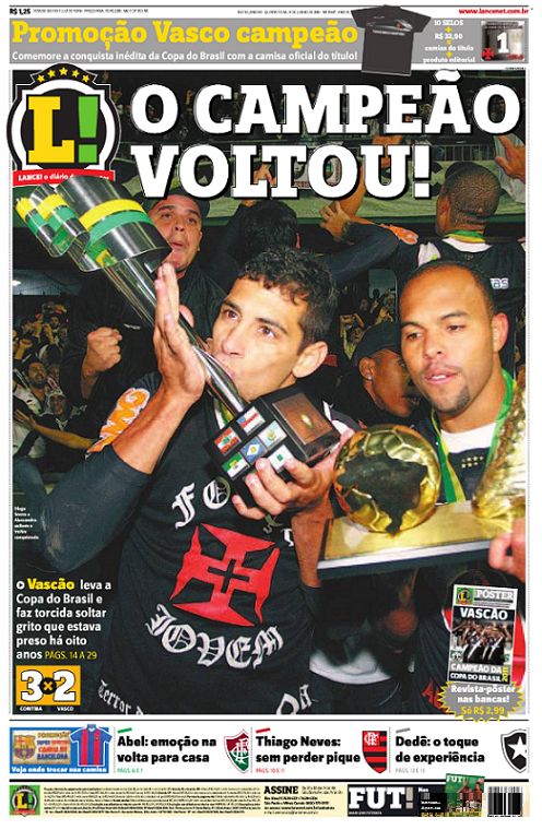 Forever Young: Nos jornais de hoje só deu Vasco, Campeão ...