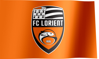 The waving fan flag of FC Lorient with the logo (Animated GIF)