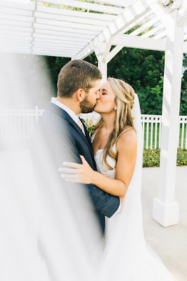 bride and groom kiss