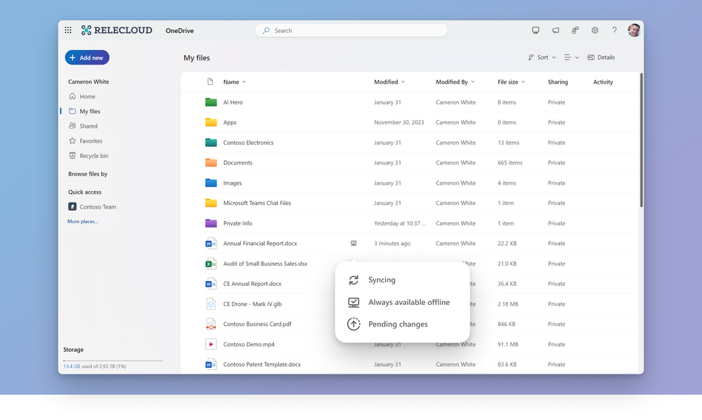 Utilizzare OneDrive senza connessione internet