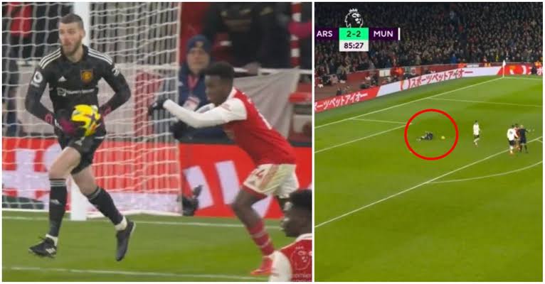 David de Gea Blasted For Pathetic Reaction Aftee being Touched By Eddie Nketiah