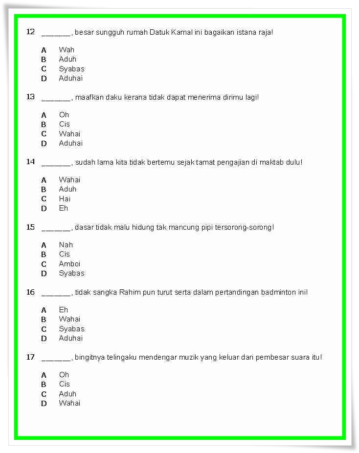 Permata minda: LATIHAN TATABAHASA : KATA SERU