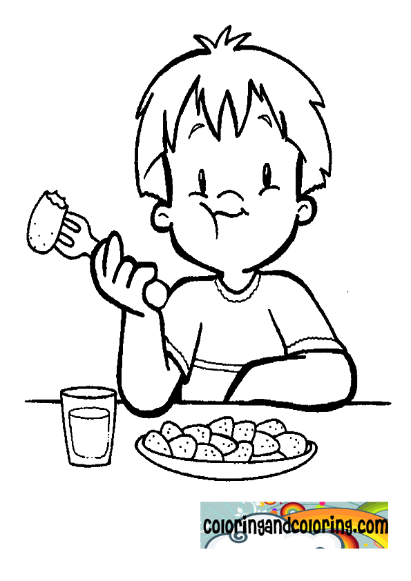 Coloring children eating food  Coloring and coloring