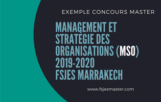 Exemple Concours Master Management et Stratégie des Organisations (MSO) 2019-2020 - Fsjes Marrakech