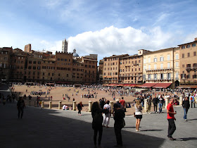 A sunny day in Siena's square; Piazza Il Campo, Siena, Tuscany, Italy