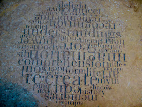 stone table top at the Open Book Building, home of The Loft