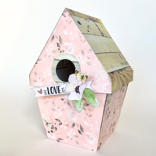 Exploding Birdhouse by Angela Tombari using BoBunny Serendipity Collection