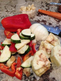 vegetables cut up to make ratatouille