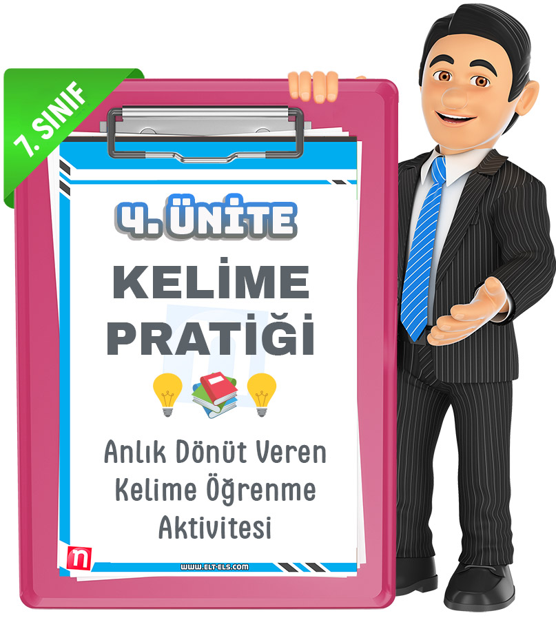 7. Sınıf 4. ünite İngilizce kelime etkinlikleri