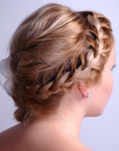 Romantic Braided Updo Hair Style 2014