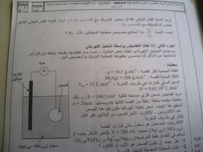 امتحان البكالوريا في مادة الفيزياء والكيمياء