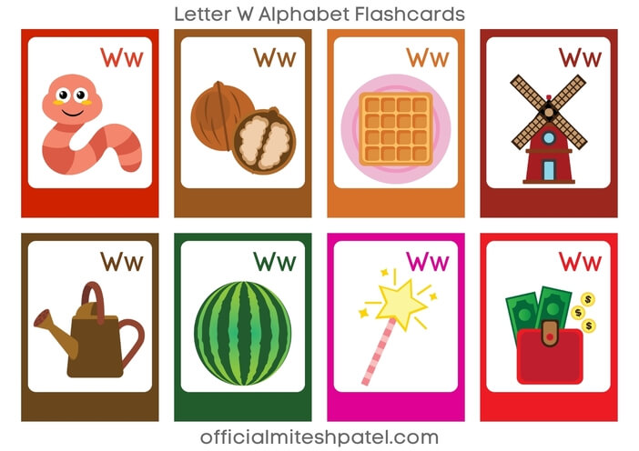 Free Printable Letter W Alphabet Flash Cards without words
