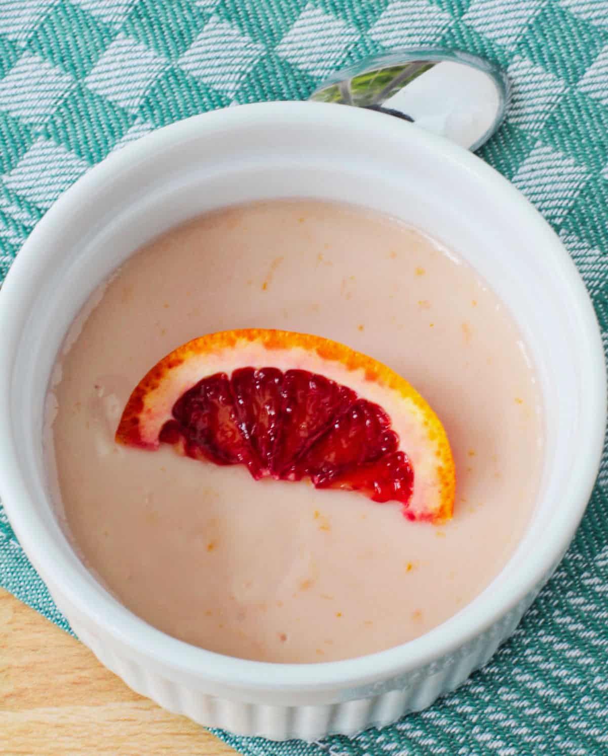 Blood Orange Posset Single Serving in Ramekin.