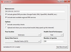Tampilan program namebench
