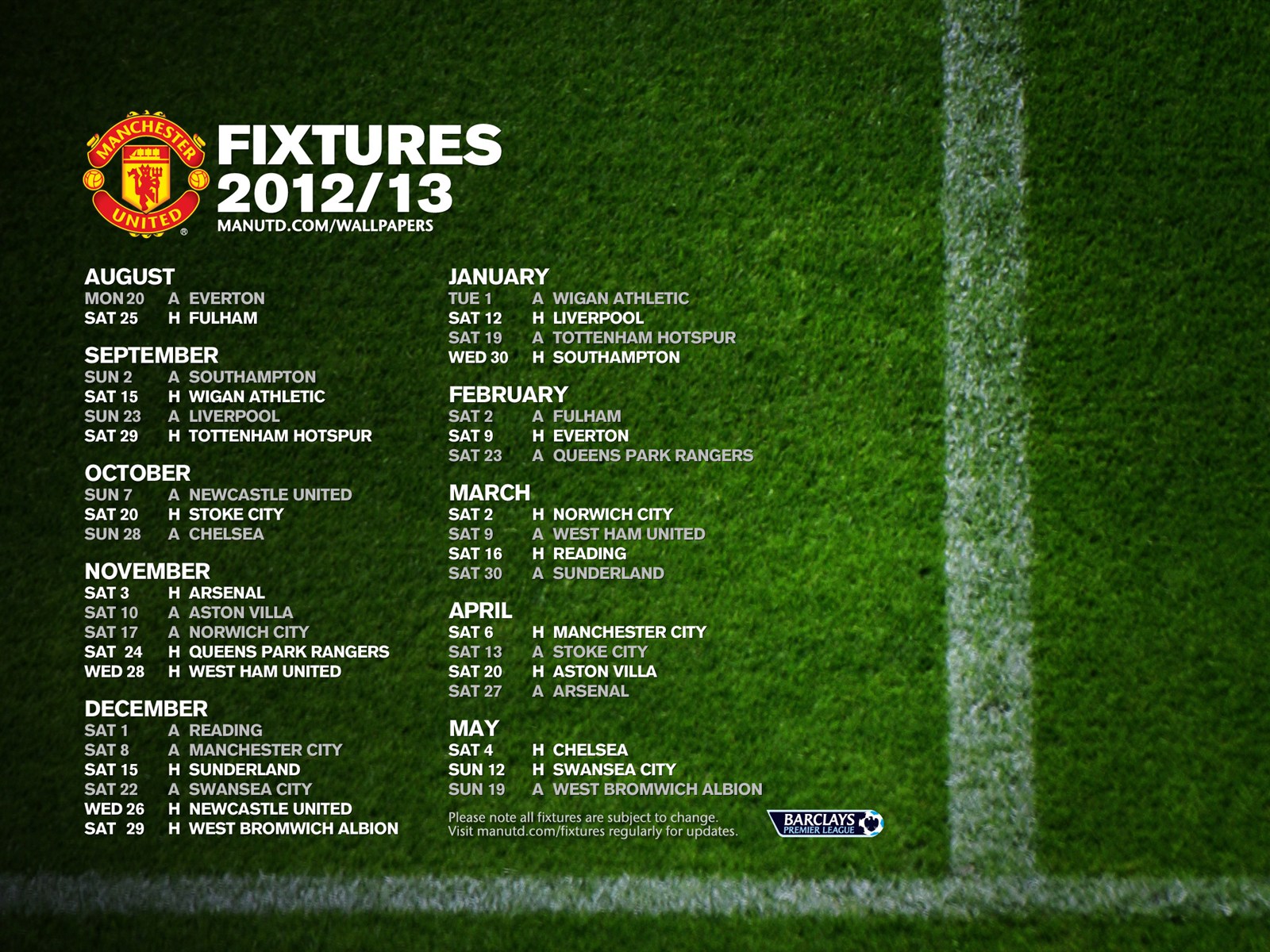 Premier League fixtures wallpaper manchester united 2012-2013 version ...