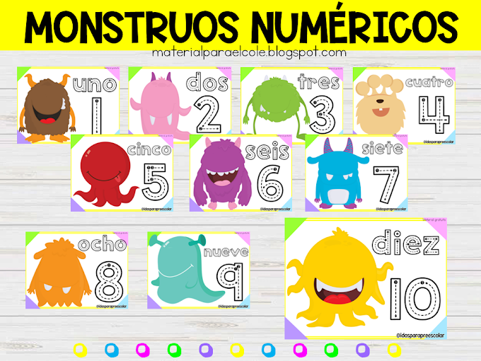 MONSTRUOS NUMÉRICOS(MATERIAL PARA TRABAJAR LOS NÚMEROS DEL 1 AL 10)