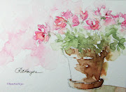 I love pink flowers so much, I have to paint them very often. (pinkflowersterracottawm)