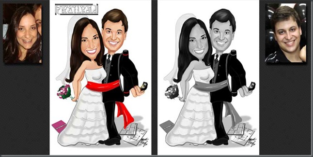 caricatura-de-noivinhos-agarradinhos-Nathalia-e-William