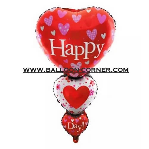 Balon Foil HAPPY DAY HATI 3 Susun (Ukuran JUMBO)