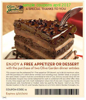Olive Garden coupons april 2017
