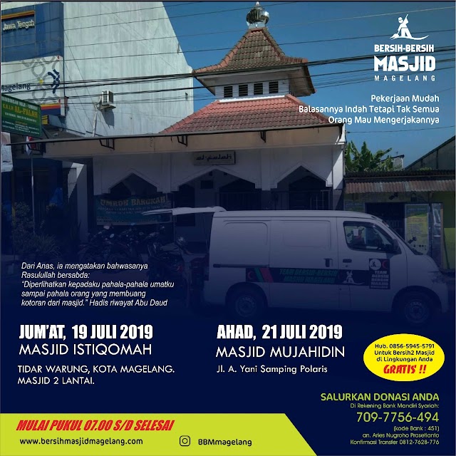 Bergabunglah dalam Kegiatan Bersih-Bersih Masjid Besar Al-Mujahidin Pucangsari Jl. Semarang - Yogyakarta No.375, Kramat Selatan, Kecamatan Magelang Utara, Kota Magelang