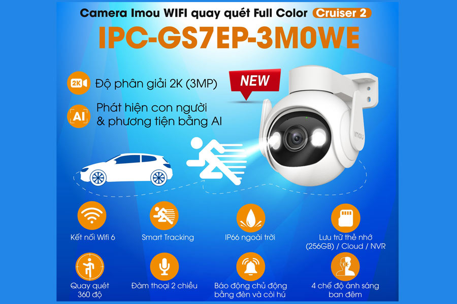 Review camera wifi Imou quay quét Full color 𝗖𝗿𝘂𝗶𝘀𝗲𝗿 𝟮 IPC-GS7EP-3M0WE