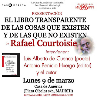 XIX. LA BOTELLA VACÍA      Lo que contuvo no está en el pasado, está en el presente: es una mujer que tuvo un hijo.  Uno la mira, le mira el cuerpo, le mira la panza, el útero vacío y el hijo ya no está, el hijo anda por el mundo, se metió en el tiempo, creció para fuera y para siempre se alejó de la madre.  La madre se vació de líquido, se vació de sentido, se quedó sin vino y adquirió un alma leve, translúcida, ínclita.  Y la botella sigue ahí, la piel de vidrio de la botella sigue ahí, perdió peso y ganó espíritu.  Ya no tiene vino, el vino se aleja de las palabras.  Una botella vacía, bien mirada, es un poema zen.      Courtoisie, Rafael. El libro transparente de las cosas que existen y de las cosas que no existen. Madrid, Los Libros del Mississippi, 2020. 76 pág.   