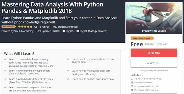 [100% Off] Mastering Data Analysis With Python Pandas & Matplotlib 2018| Worth 79,99$