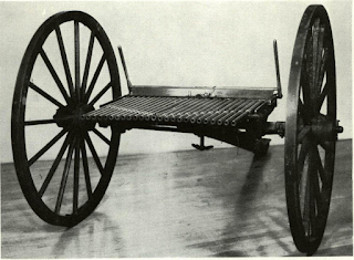 Requa battery gun discharged scythe-sweep of lead which would interdict passage of covered bridge by horse or footmen. Early “machine gun” was not a repeater except so far as fresh clips of cartridges could be loaded, for simultaneous discharge.