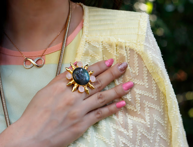 Swarovski Infinity Necklace,Statement Ring with semi-precious stones