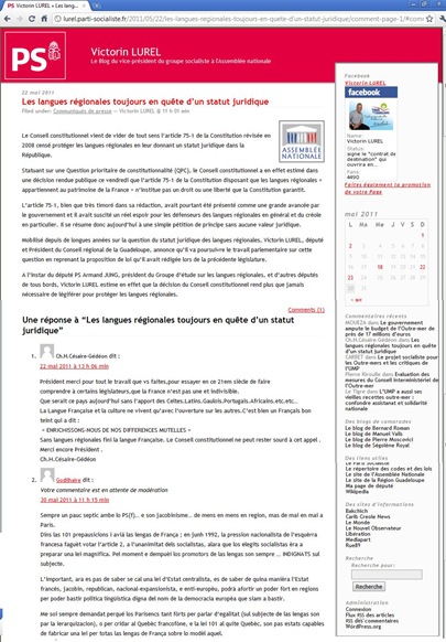 Langues Régionales Victorin Lurel Parti Socialiste