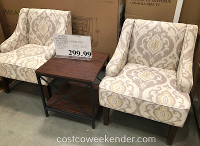 Furnish your home with the elegant Home Pop 3-piece Fabric Chair and Accent Table Set