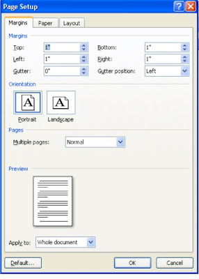 Kotak dialog Page Setup