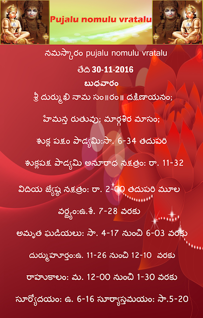 Today's panchangam in Telugu,margashira puja vidhi