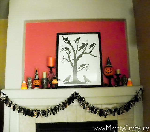 Halloween Mantel - www.MightyCrafty.me