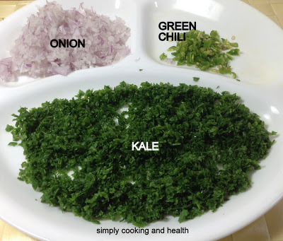 Ingredients for Asian style Omelet with kale.