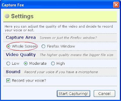 How to capture screenshot videos using Capture Fox Addon